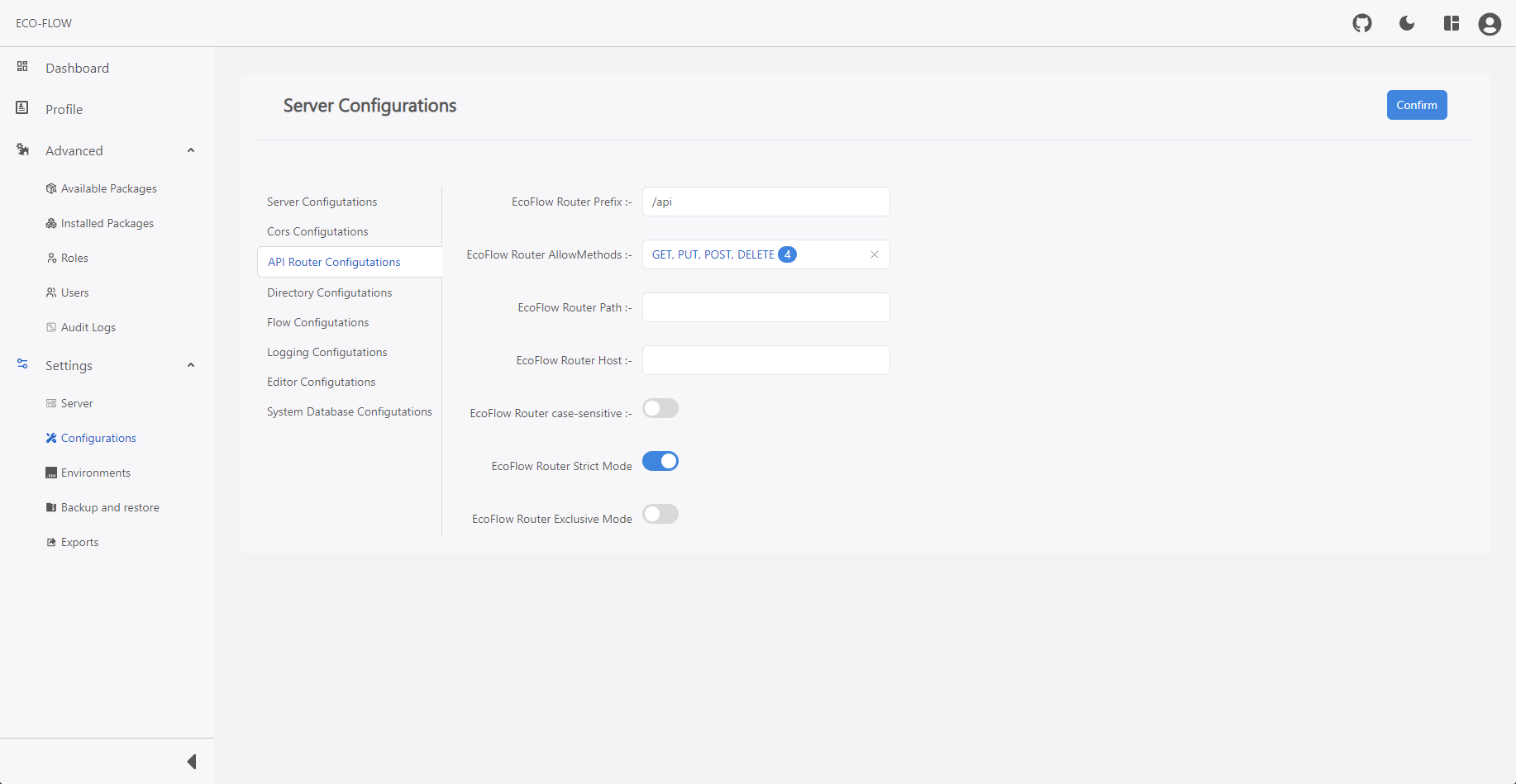 API Router Configuration